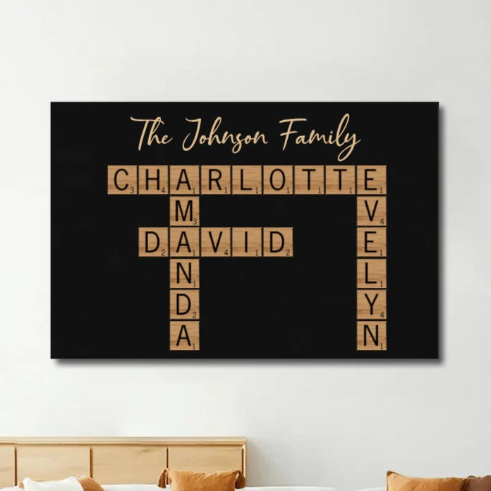 Personalized Family Name Scrabble Poster, Plaque, Keychain, Pillow, Sign - A Perfect Gift for Family - Image 4