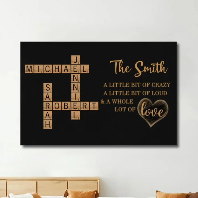 Personalized Family Name Scrabble Poster or Keychain - Unique Gift for Family Love & Memories