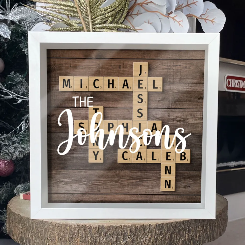 Family Keepsake Crossword Puzzle Art Created In A Moment Treasured Forever Personalized Shadow Box - Image 2
