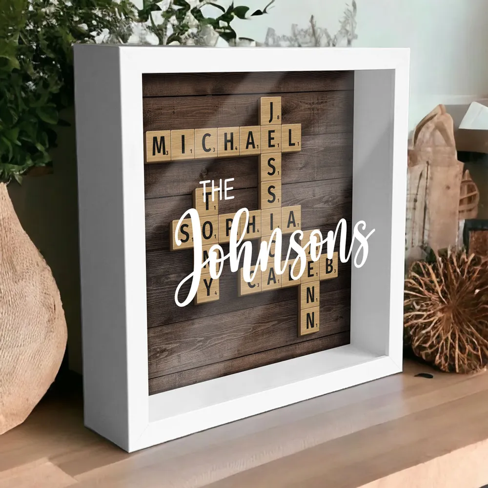 Family Keepsake Crossword Puzzle Art Created In A Moment Treasured Forever Personalized Shadow Box - Image 3