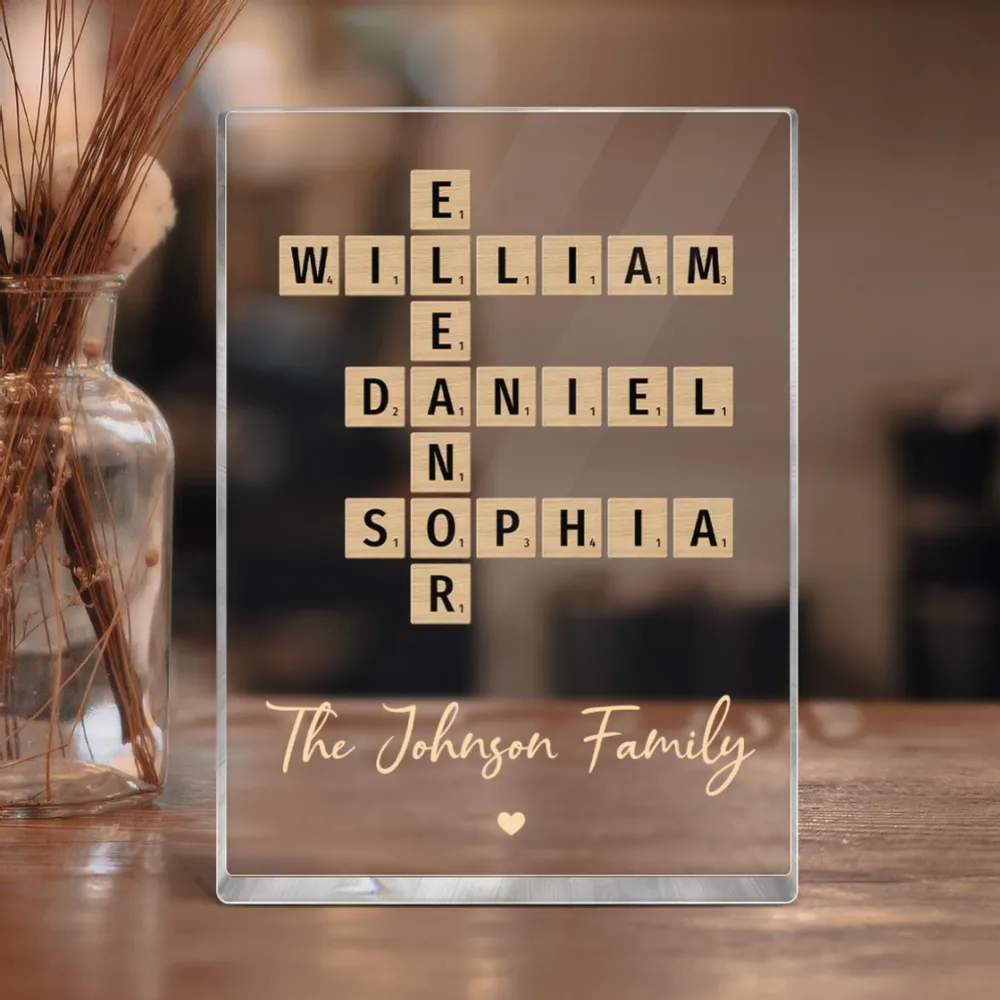 Family Crossword Art Created In A Moment, Treasured Forever Personalized Acrylic Block Plaque or Poster or Keychain - Image 4