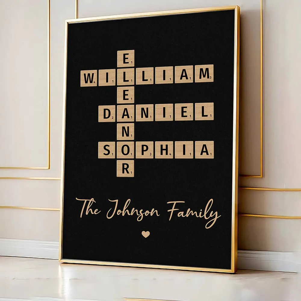 Family Crossword Art Created In A Moment, Treasured Forever Personalized Poster or Plaque or Keychain - Image 2