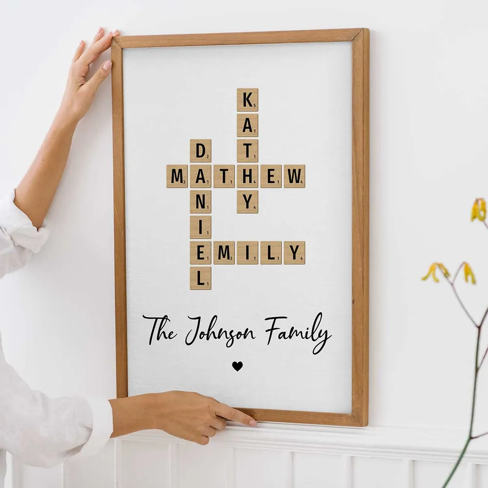 Family Crossword Art Created In A Moment, Treasured Forever Personalized Poster or Plaque or Keychain - Image 4