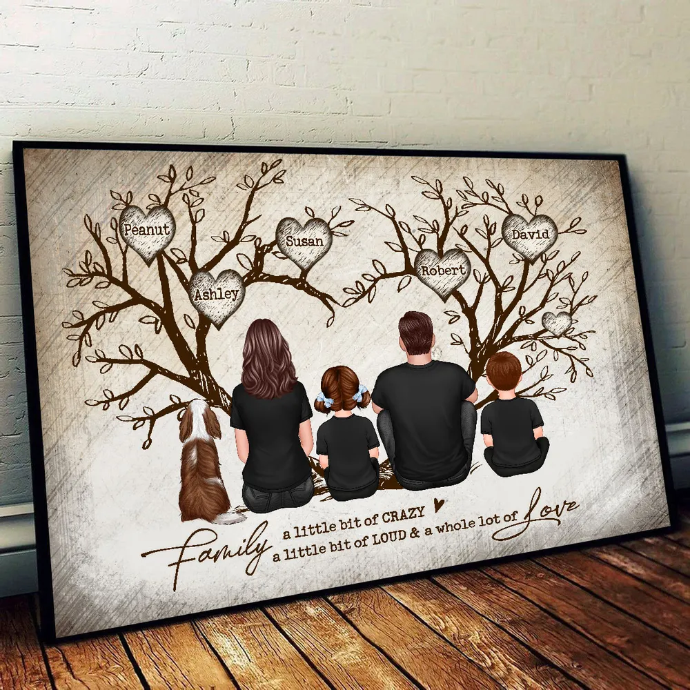 Personalized Family Heart Tree Poster or Canvas Wall Art with Names, Custom Home Decoration, Housewarming Wedding Gift - Image 2