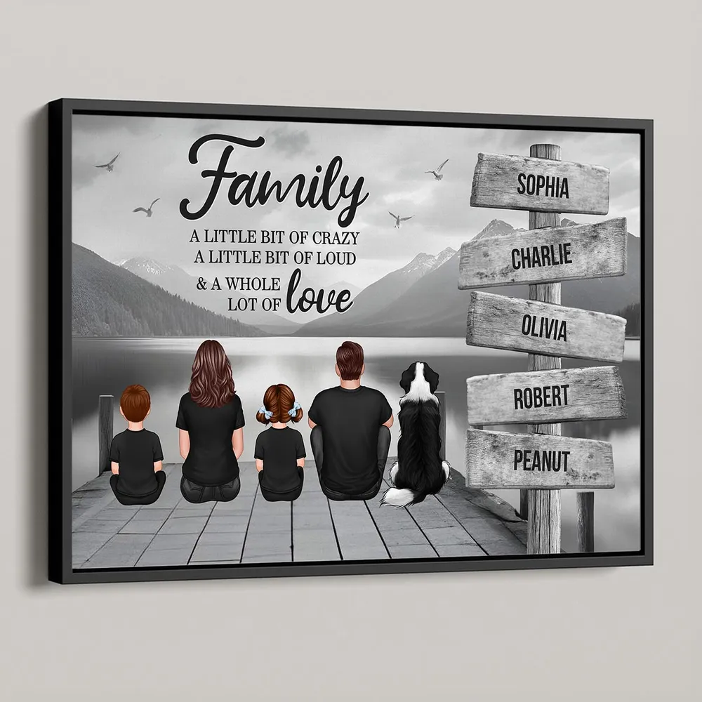 Beach Landscape Family A Little Whole Lot of Love Sign Posts Personalized Poster or Plaque or Ornament or Keychain, Home Decoration, Gift For Family - Image 2