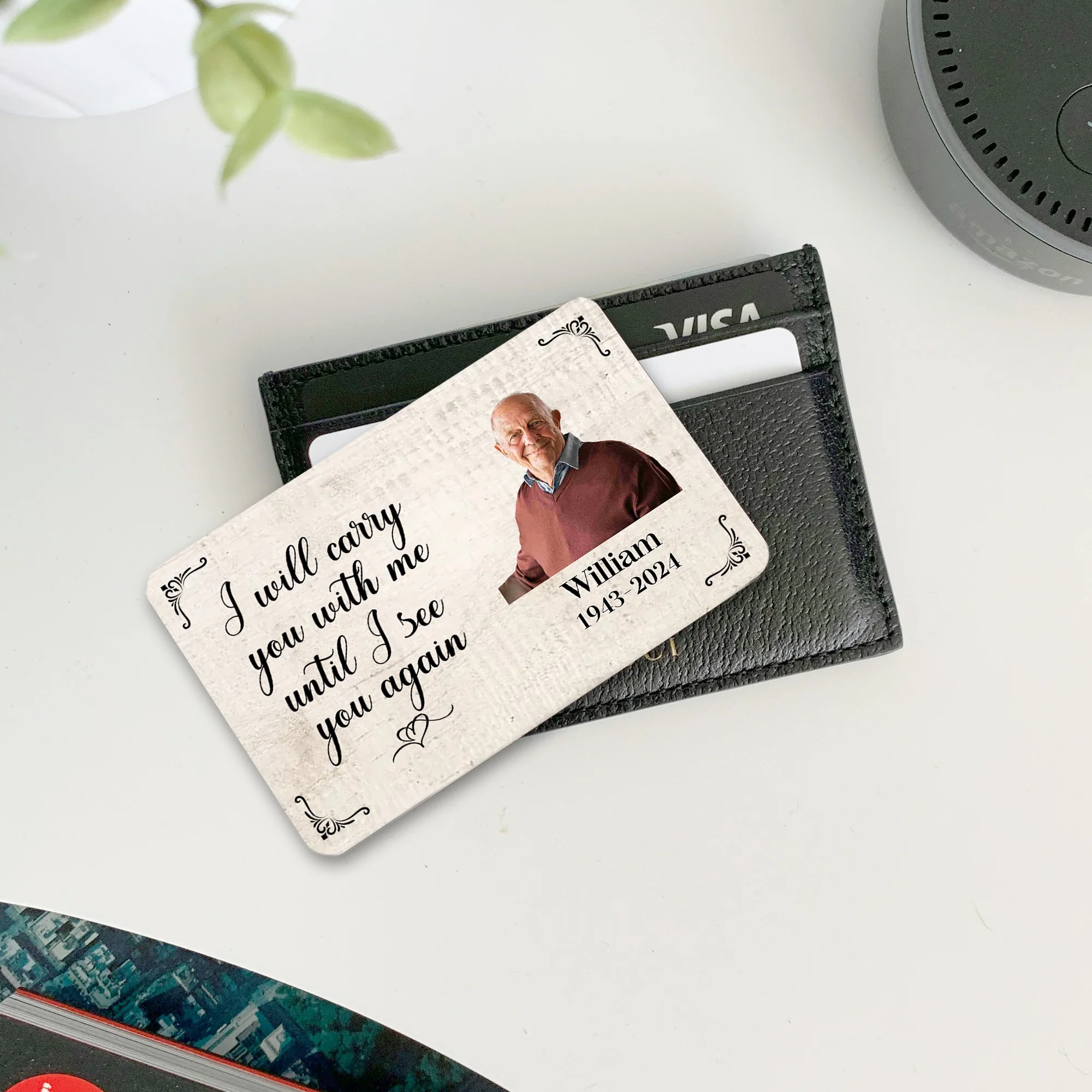 Metal Wallet Card - I Will Carry You With Me Until I See You Again - Memorial Gift From Photo - Image 5