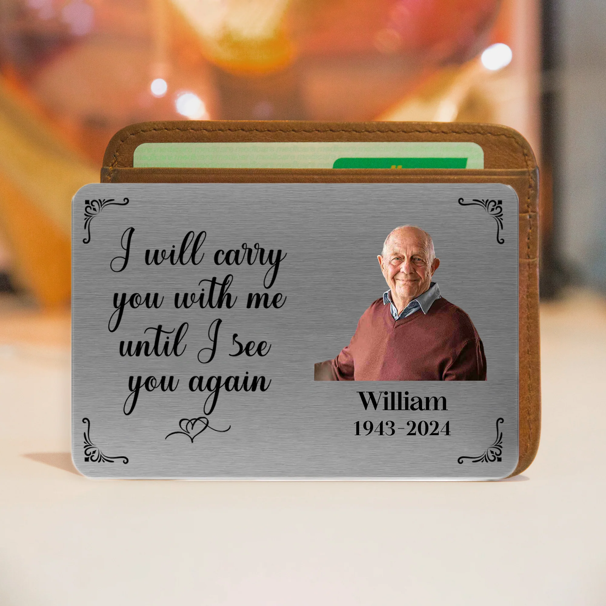 Metal Wallet Card - I Will Carry You With Me Until I See You Again - Memorial Gift From Photo - Image 6