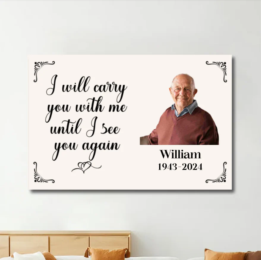 Metal Wallet Card - I Will Carry You With Me Until I See You Again - Memorial Gift From Photo - Image 7