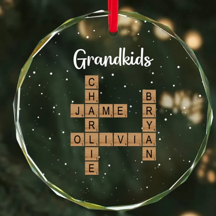 Personalized Grandkids Ornament - Custom Name Cross Plaque - Perfect Gift for Grandparents, Holiday Decor Keepsake - Image 2