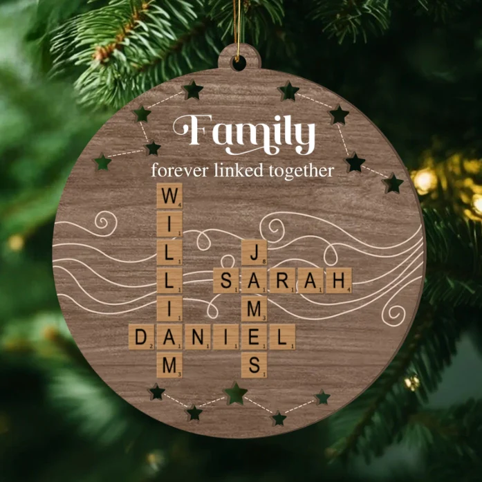 Personalized Family Name Crossword Double-Layer Wooden Ornament - A Heartfelt Gift to Celebrate Togetherness - Image 2