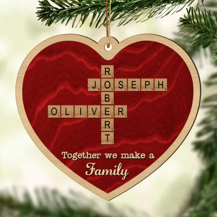 Personalized Double-Layer Wooden Heart Family Names Ornament – Perfect Gift for Cherished Family Memories - Image 2