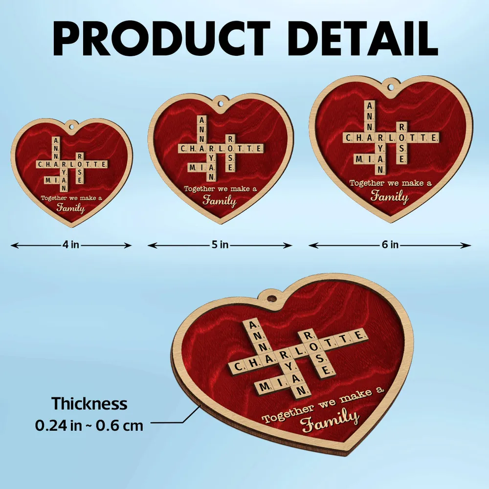 Personalized Double-Layer Wooden Heart Family Names Ornament – Perfect Gift for Cherished Family Memories - Image 6