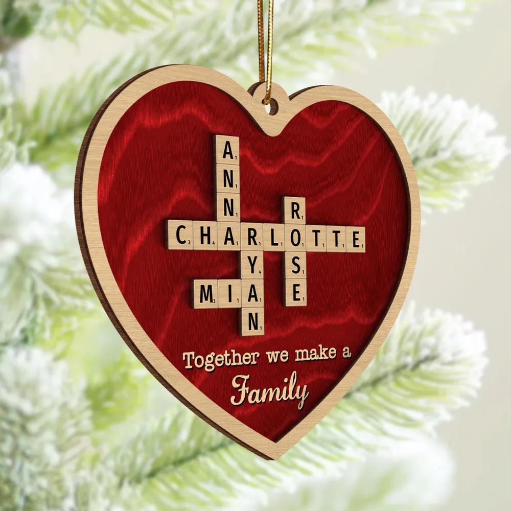 Personalized Double-Layer Wooden Heart Family Names Ornament – Perfect Gift for Cherished Family Memories - Image 7