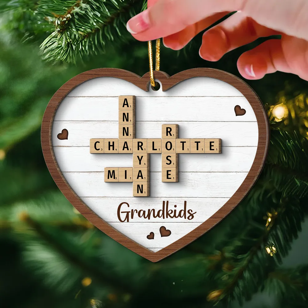 Personalized Grandkids 2-Layer Wooden Ornament - Heartfelt Family Keepsake for Grandparents - Image 2