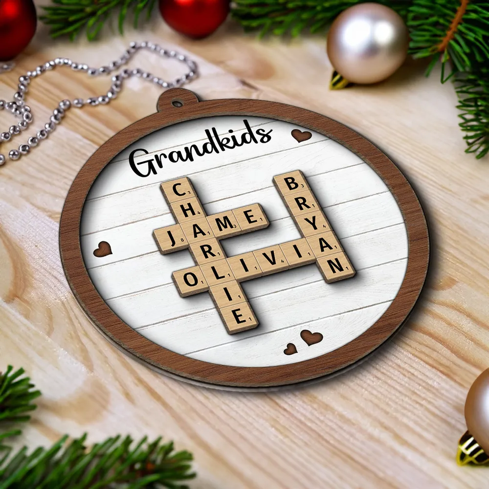 Personalized Grandkids 2-Layer Wooden Ornament - Heartfelt Family Keepsake for Grandparents - Image 3