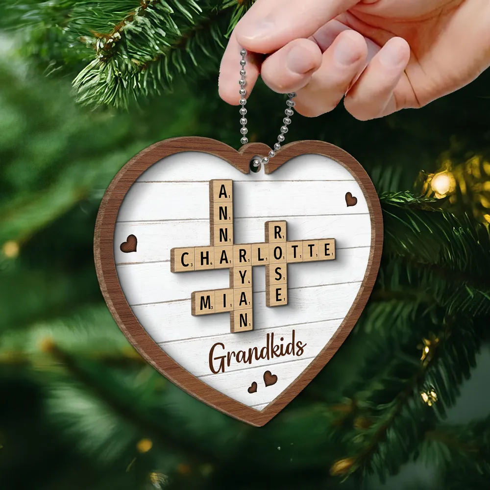 Personalized Grandkids 2-Layer Wooden Ornament - Heartfelt Family Keepsake for Grandparents - Image 6