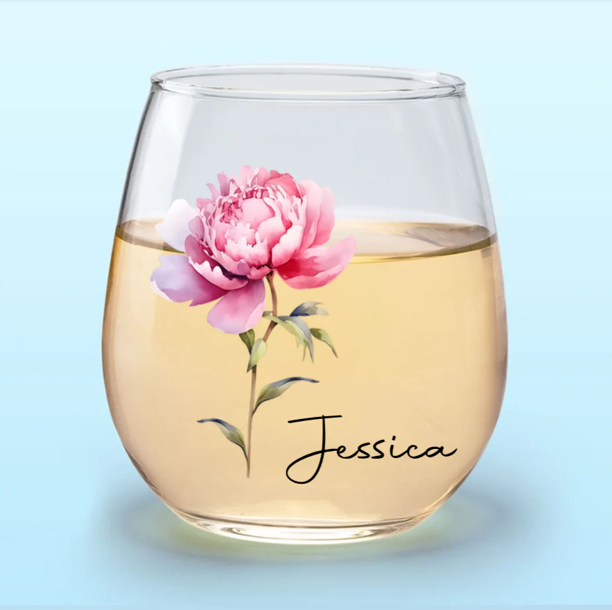 Personalized Floral Whiskey Glass, Custom Daisy Design with Name - Perfect Gift for Her - Image 4