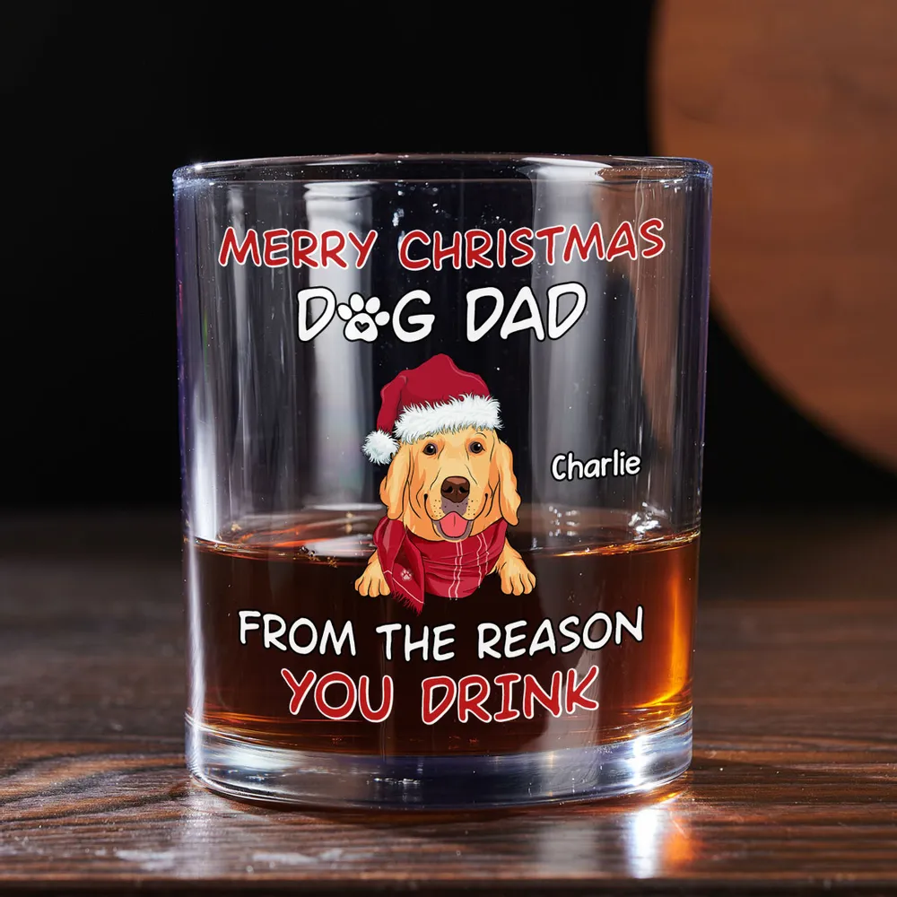 Personalized Dog Dad Whiskey Glasses, Funny Christmas Gift from the Dogs - Image 2