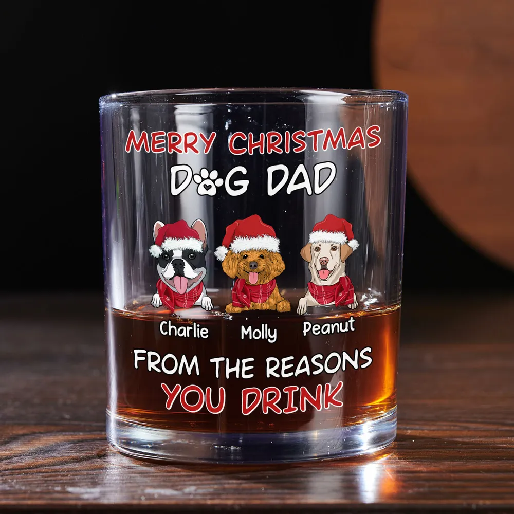 Personalized Dog Dad Whiskey Glasses, Funny Christmas Gift from the Dogs - Image 4