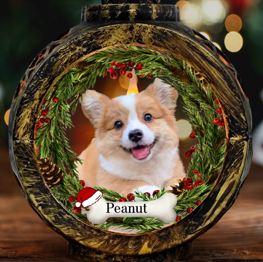 Personalized Pet Memorial Lantern Ornament, Custom Christmas Decoration with Pet Photo and Name - Image 3