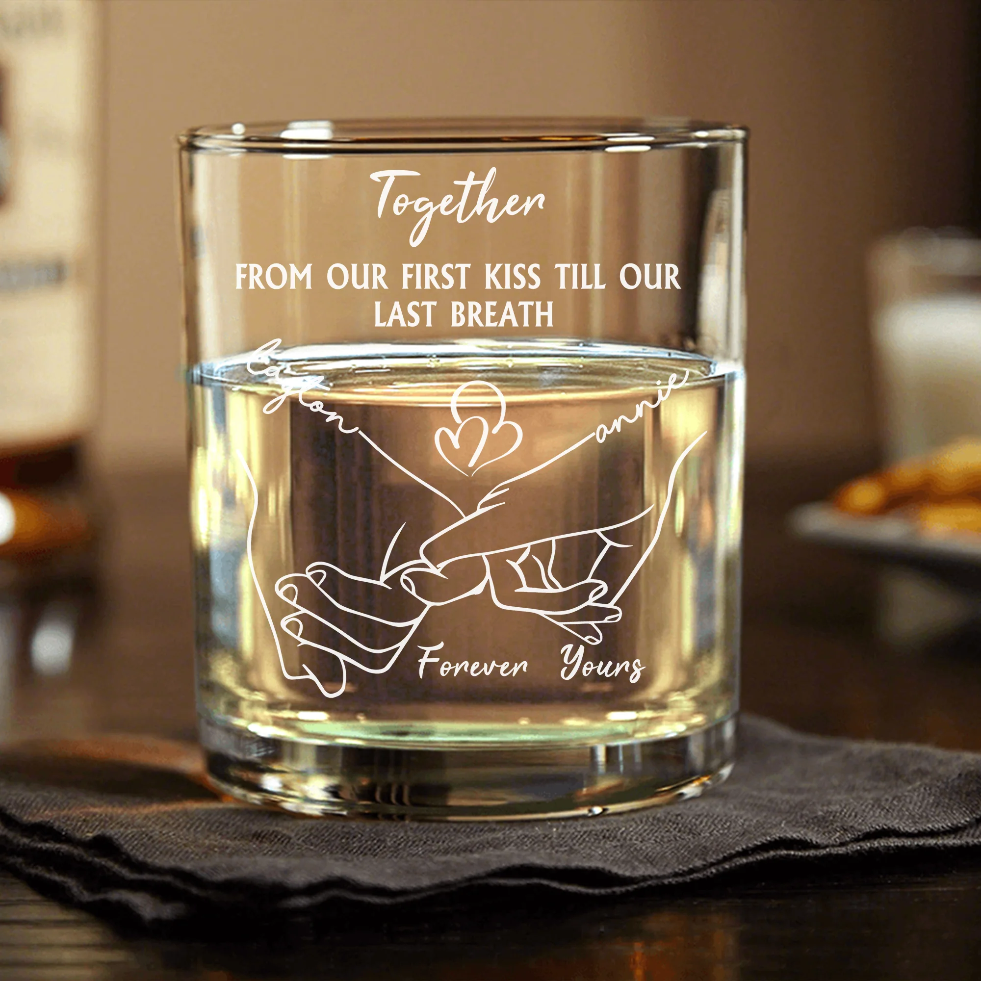 Personalized Romantic Whiskey Glasses, Upload Photo Custom Couple Gift with Photo & Love Quote - Image 3