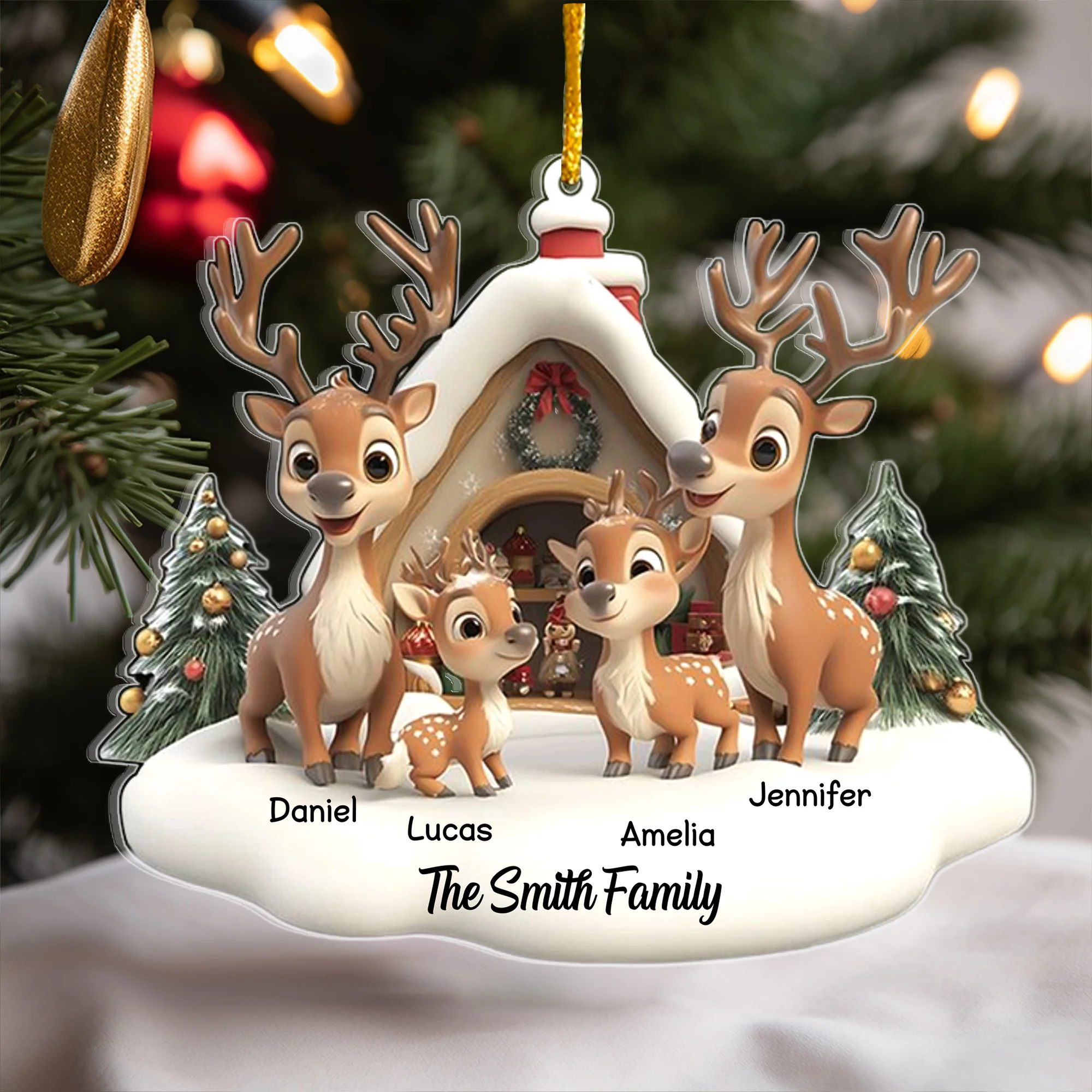 Custom Reindeer Family Ornament - A Heartwarming Christmas Gift for Loved Ones