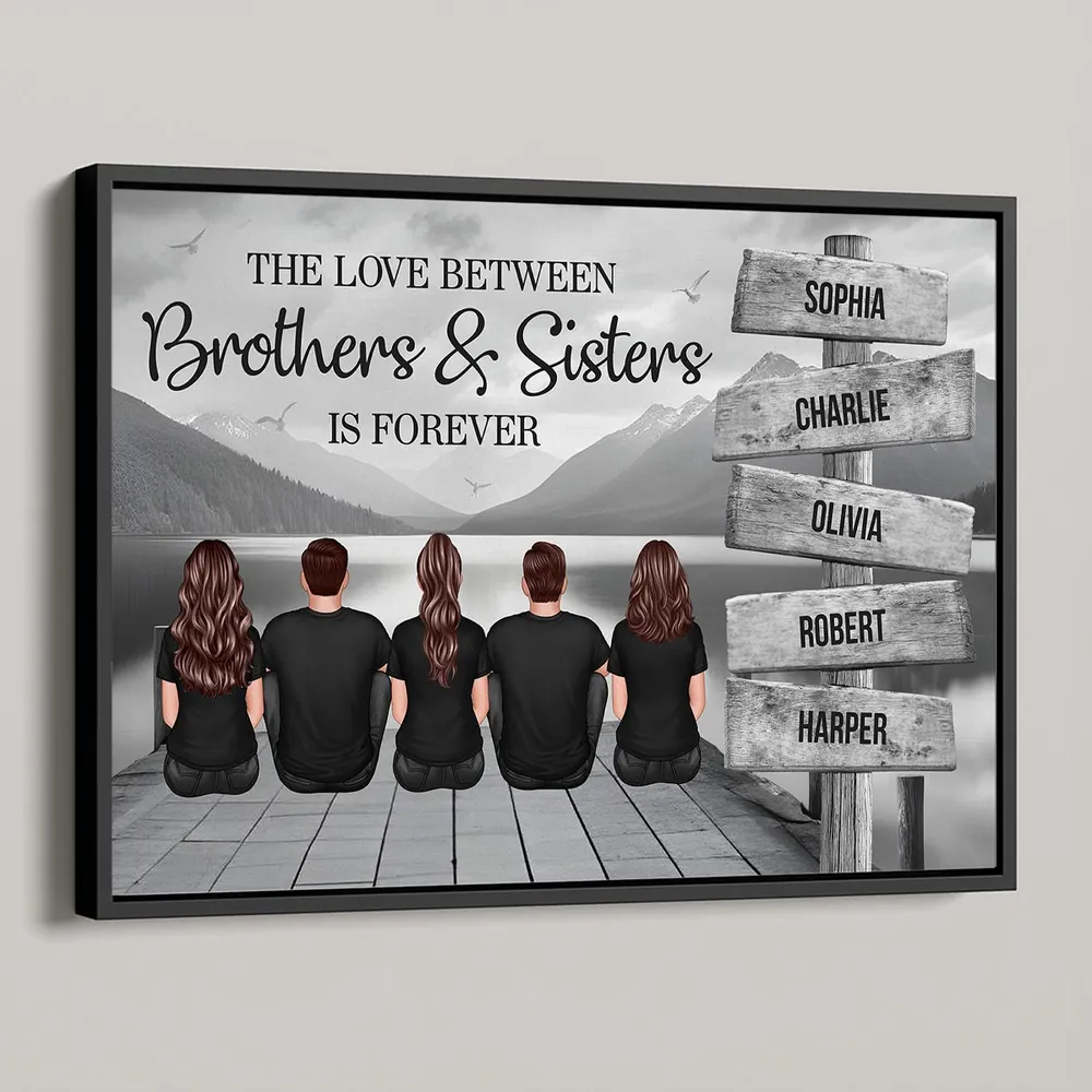 Brothers & Sisters Forever Linked Together Sign Posts Personalized Poster or Keychain or Plaque or Ornament, Home Decoration, Gift For Siblings - Image 2