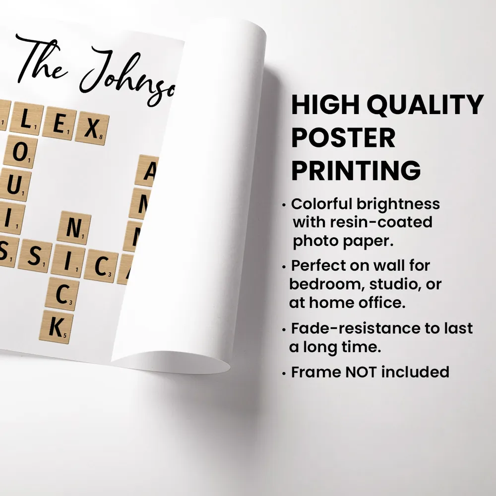 Personalized Poster or Keychain or Ornament or Plaque - Family Hands In Hands Crossword Puzzle Art Created In A Moment Treasured Forever - Image 5