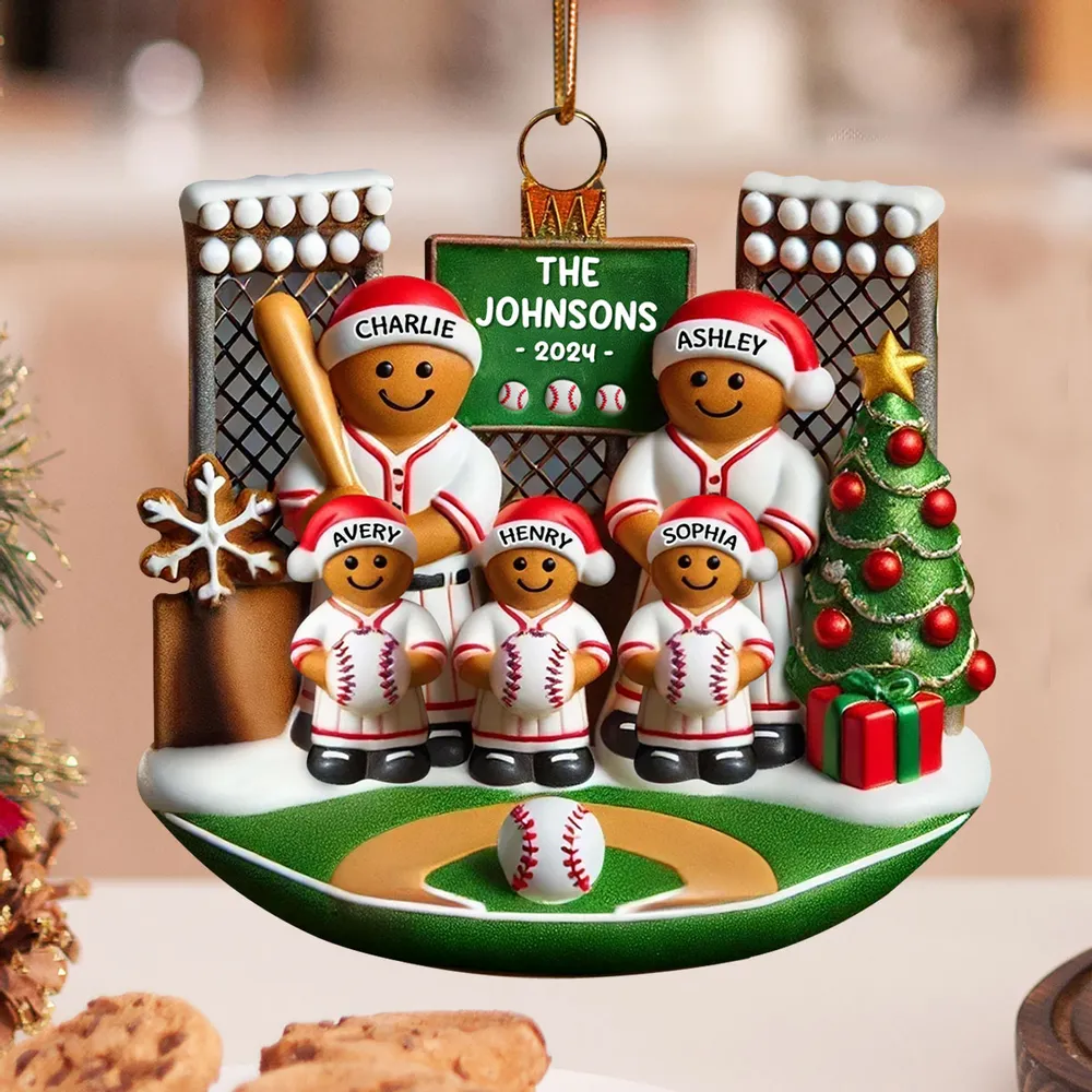 Custom Baseball Family Christmas Ornament - Personalized Holiday Keepsake - Image 3