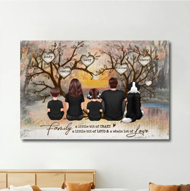 Family Heart Tree Sitting Personalized Poster or Keychain or Ornament or Plaque or Ornament, Home Decoration, Gift For Family - Image 3