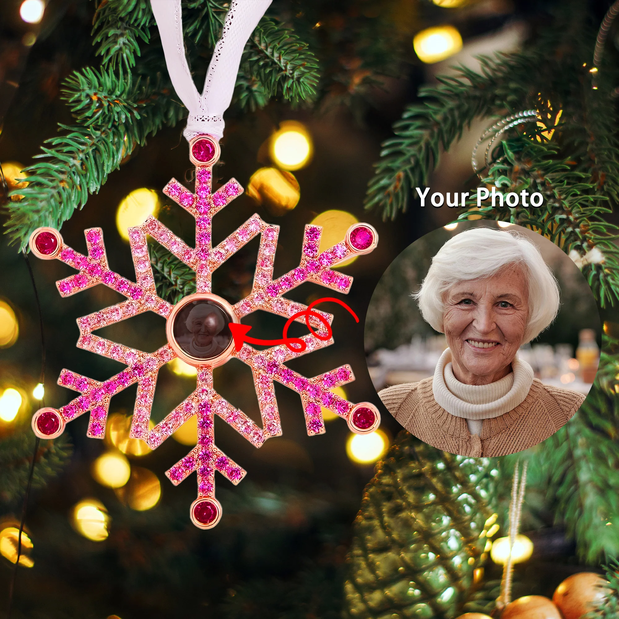 Capture Your Love in Sparkling Elegance - Personalized Photo Ornament - Image 3