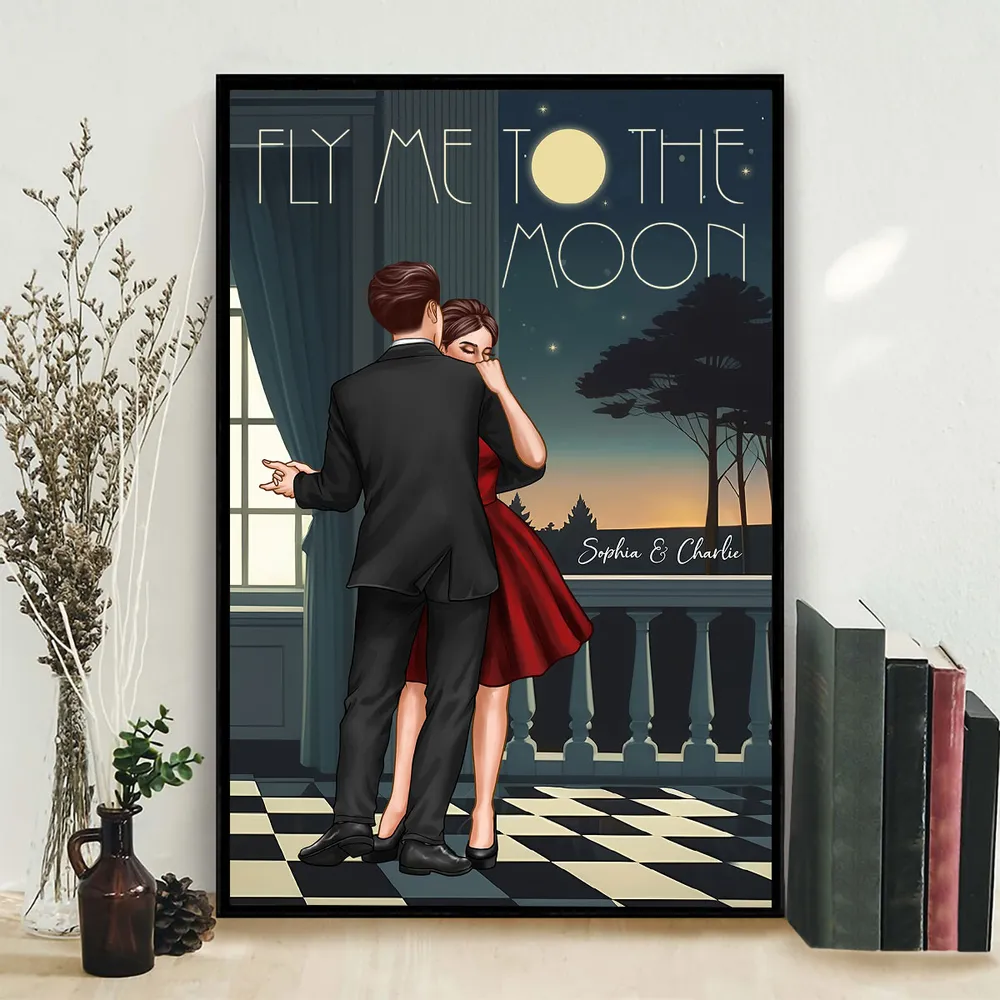 Celebrate Your Love and Passion for Dance - Couple Dancing In Moonlight Couple Anniversary Gift Valentine's Day Gift Personalized Poster - Image 4
