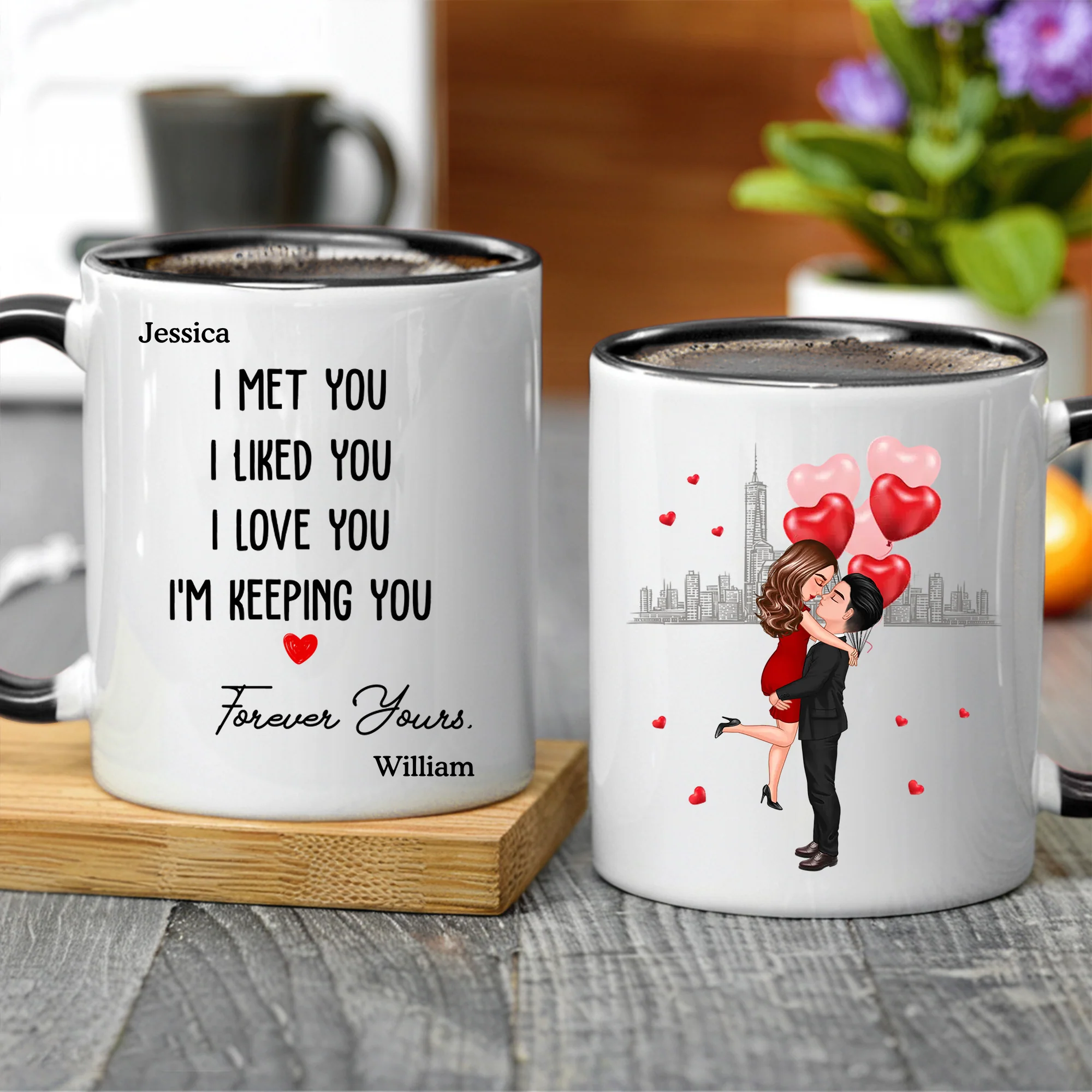 Forever Yours Couple Anniversary Gift Valentine's Day Personalized Mug- A Warm Expression of Deep Love with Temperature Symbolized Cups - Image 2