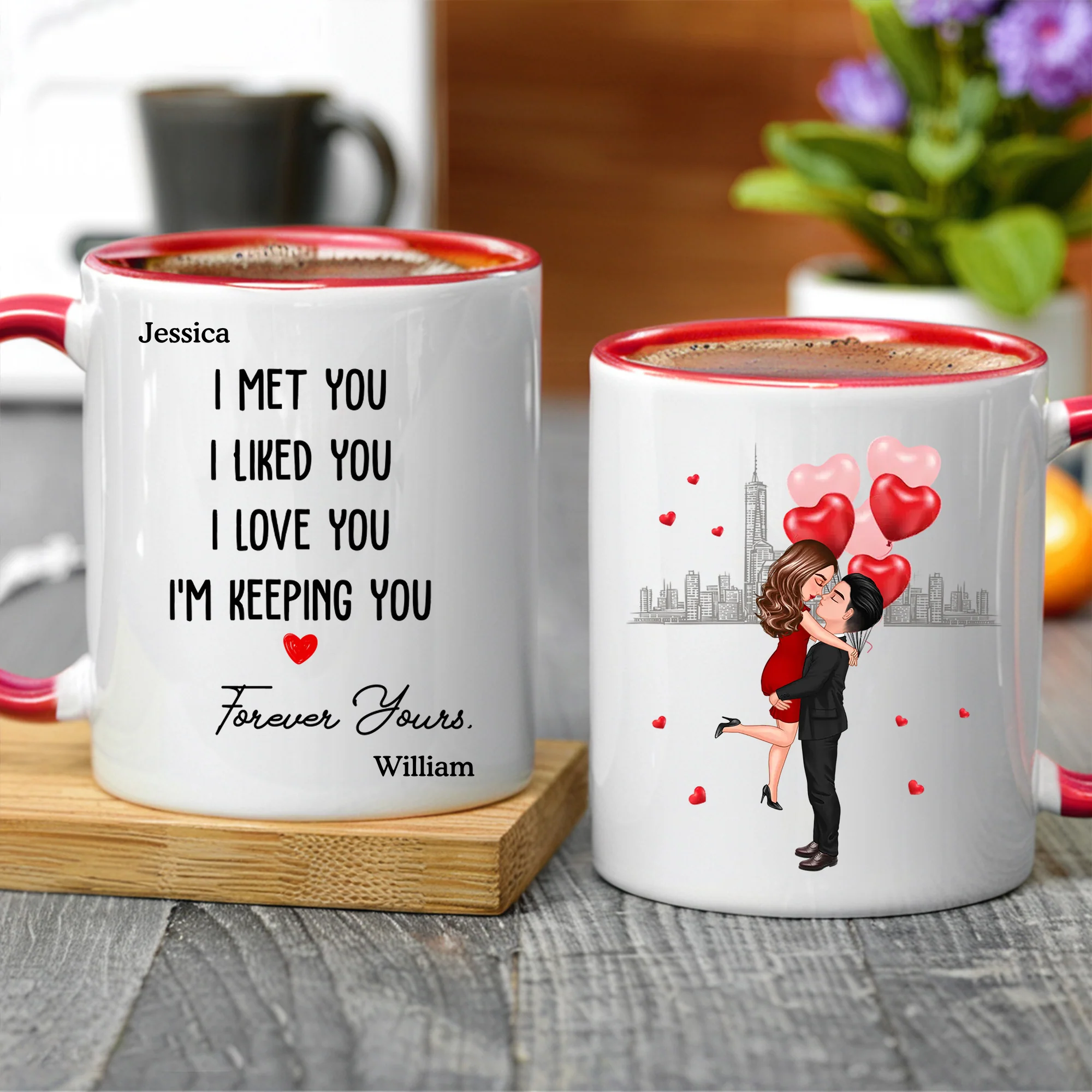 Forever Yours Couple Anniversary Gift Valentine's Day Personalized Mug- A Warm Expression of Deep Love with Temperature Symbolized Cups - Image 5