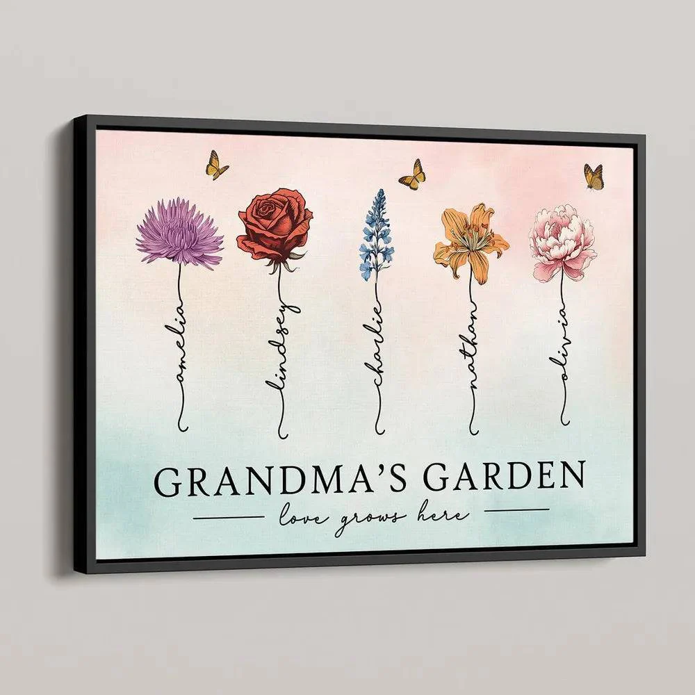 Grandma's Garden Love Grows Here Beautiful Birth Month Flower Gift For Grandma Mom Personalized Keychain, Poster, Plaque, Wallet Card, Car Hanger - Image 6