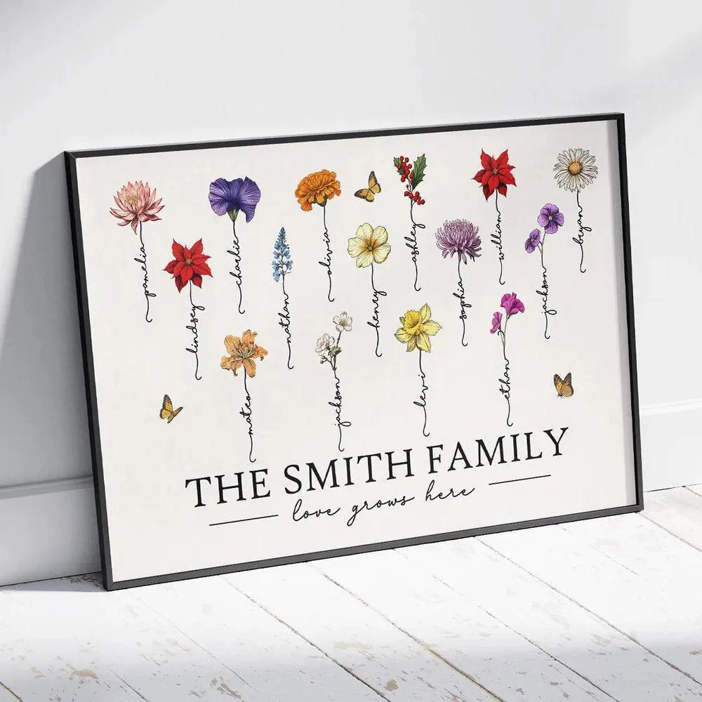 Grandma's Garden Love Grows Here Beautiful Birth Month Flower Gift For Grandma Mom Personalized Keychain, Poster, Plaque, Wallet Card, Car Hanger - Image 7