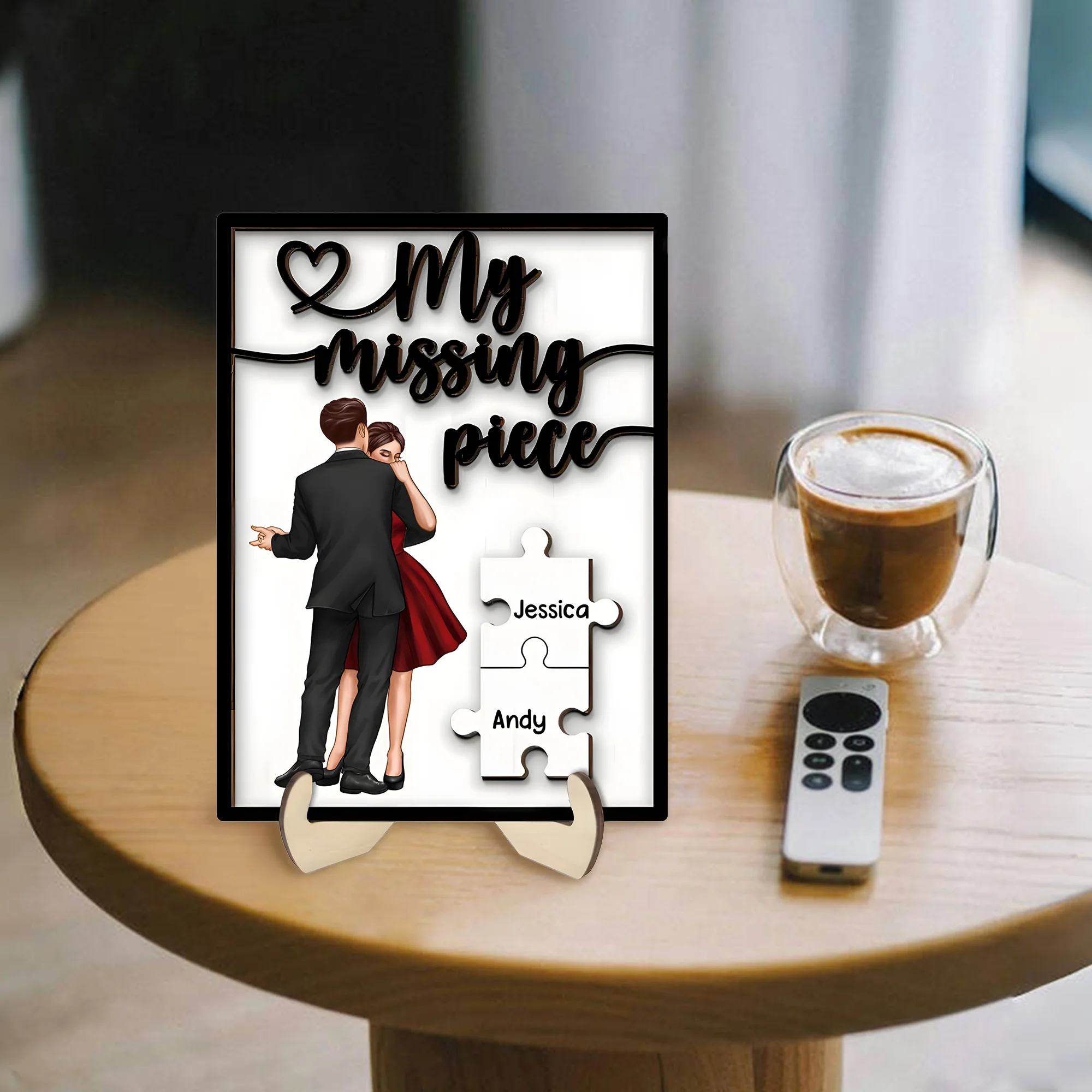Personalized "My Missing Piece" 2 Layered Wooden Plaque – A Heartfelt Gift for Couples, A Symbol of Love and Completion, Anniversary Gift, Valentine's Day Gift For Couple - Image 2