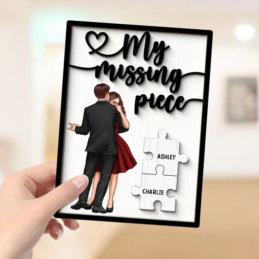 Personalized "My Missing Piece" 2 Layered Wooden Plaque – A Heartfelt Gift for Couples, A Symbol of Love and Completion, Anniversary Gift, Valentine's Day Gift For Couple - Image 7