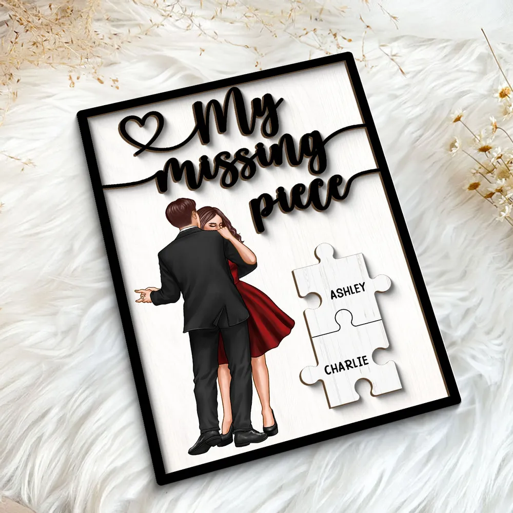 Personalized "My Missing Piece" 2 Layered Wooden Plaque – A Heartfelt Gift for Couples, A Symbol of Love and Completion, Anniversary Gift, Valentine's Day Gift For Couple - Image 8