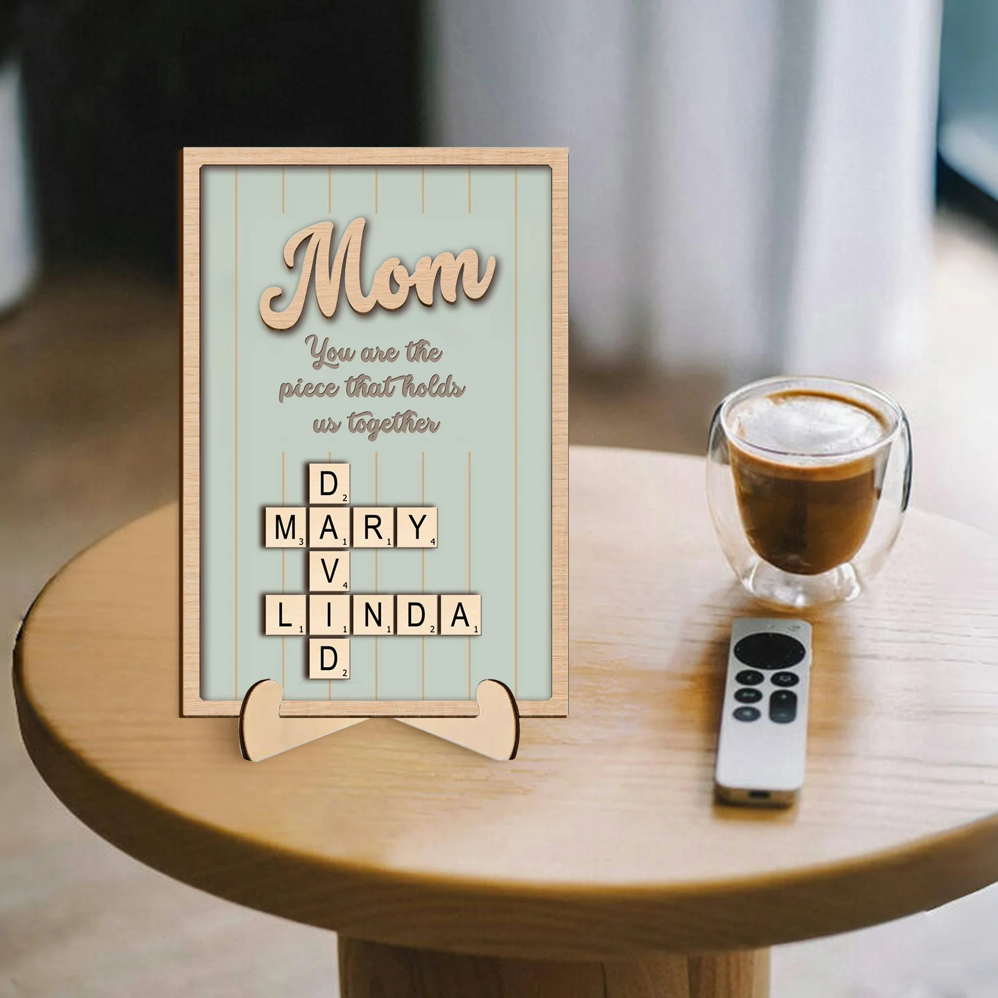 Personalized 2-Layer Wooden Puzzle Art Plaque - Mom, The Piece That Holds Us Together, Perfect Gift for Mom - Image 2