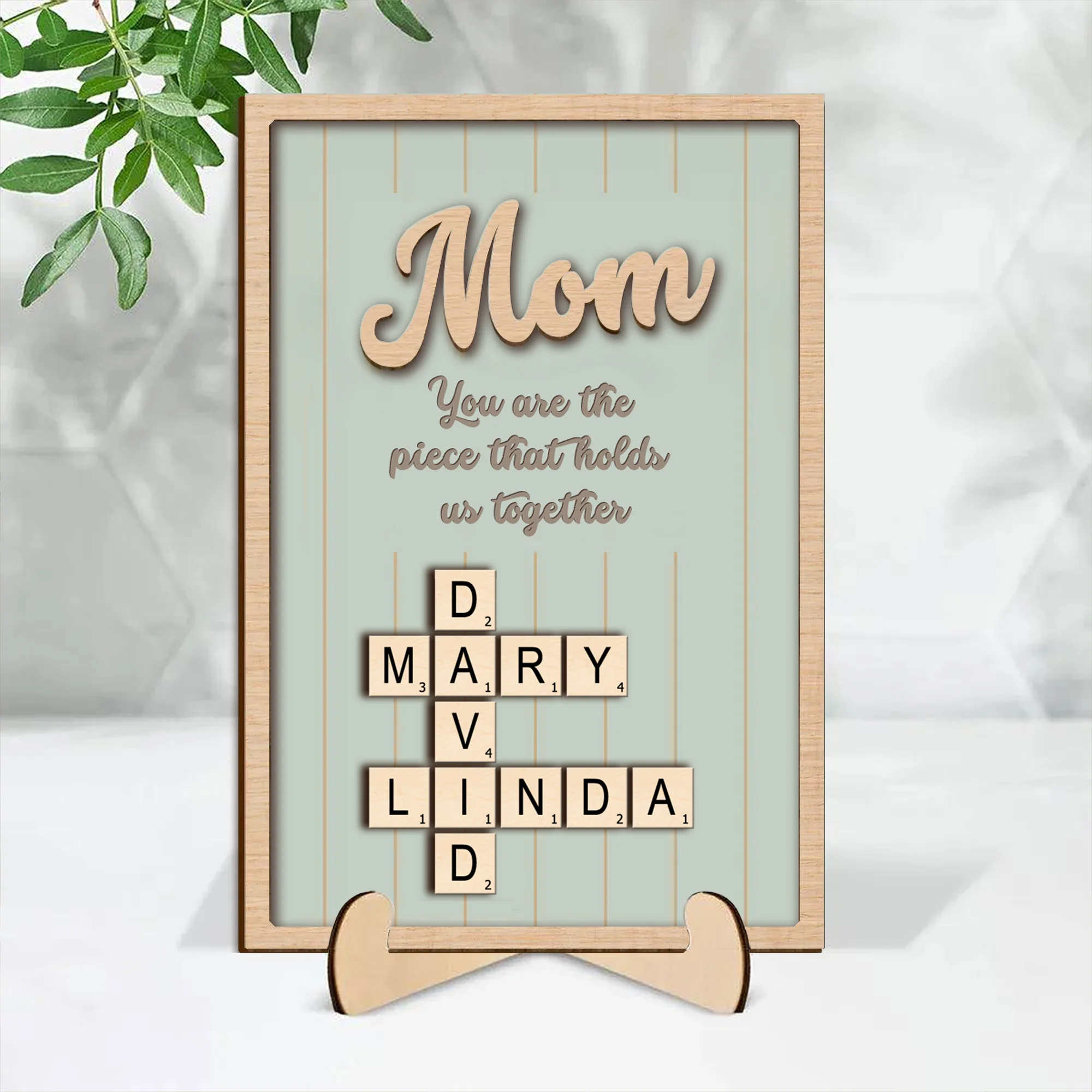 Personalized 2-Layer Wooden Puzzle Art Plaque - Mom, The Piece That Holds Us Together, Perfect Gift for Mom - Image 7