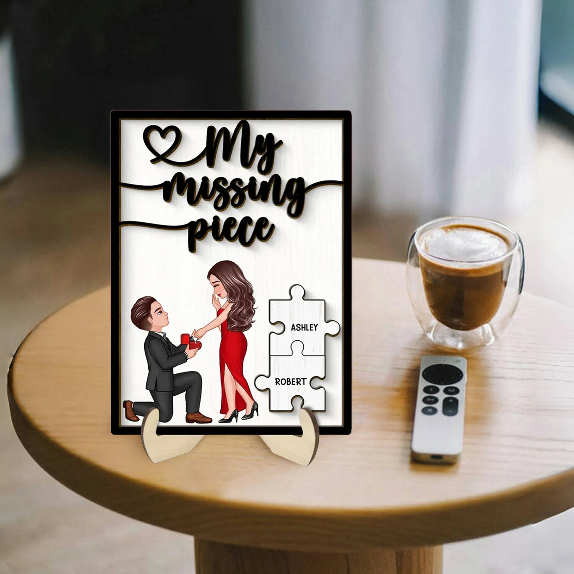 Special Moment Couple Proposal 2-Layered Wooden Plaque, Personalized Couple Proposal Engagement Anniversary Keepsake, Heartfelt Decoration For Couples - Image 2
