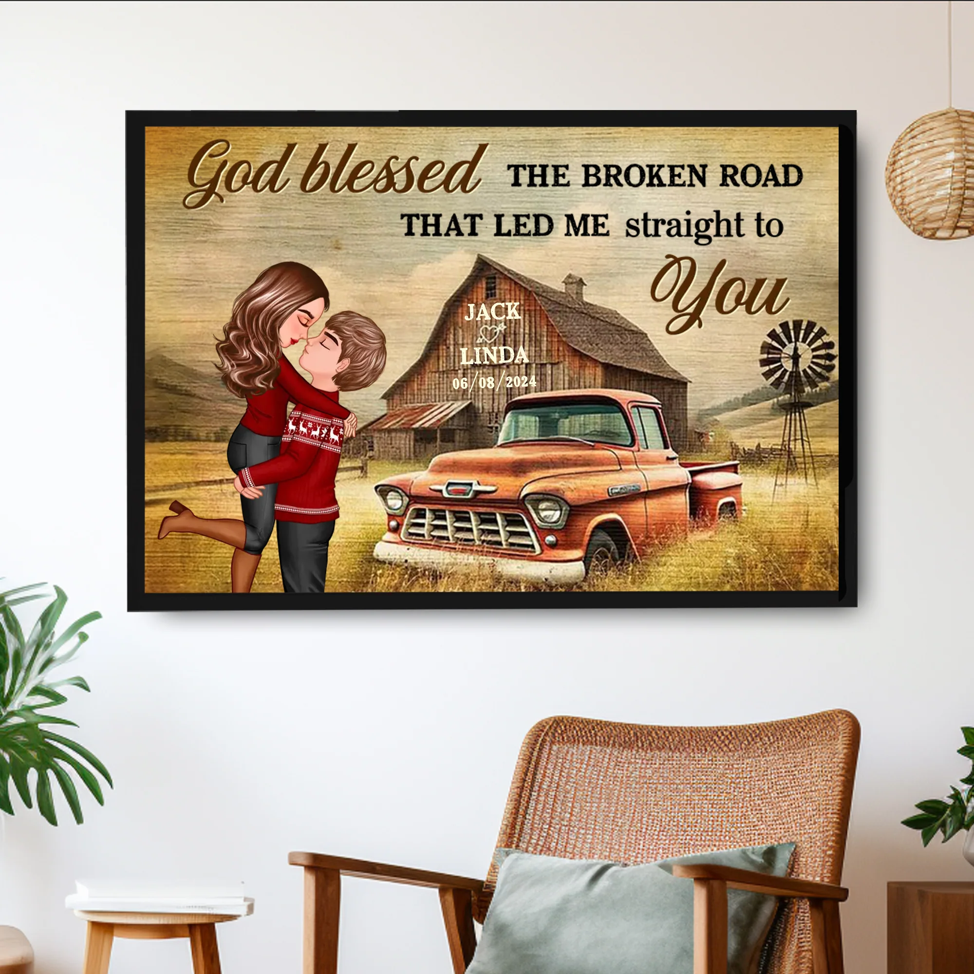 Personalized Vintage Farm-Themed Couple Poster - Perfect Love Gift - Image 2