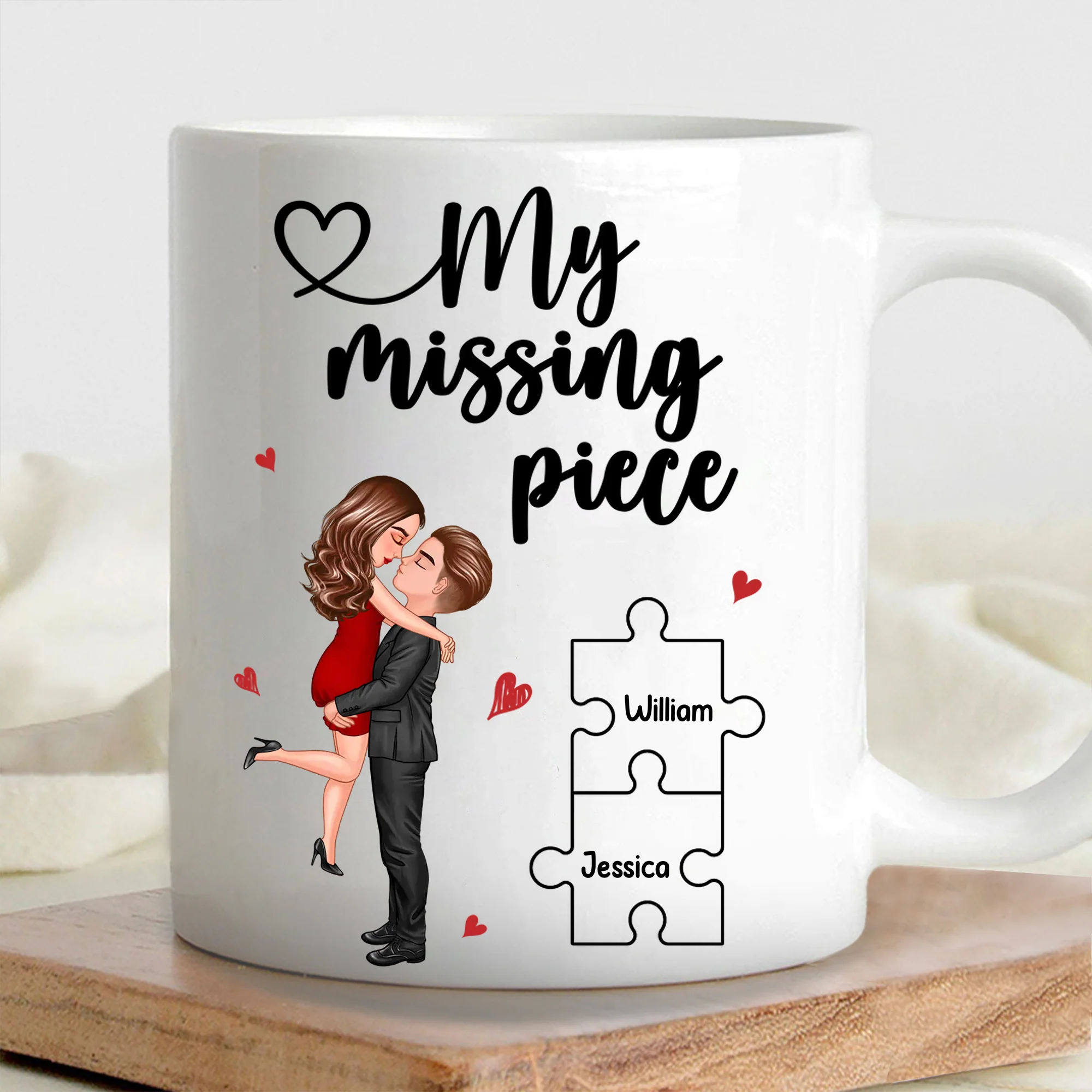 My Missing Piece Couple Hugging Kissing Valentine‘s Day Gift For Her Gift For Him Personalized Mug