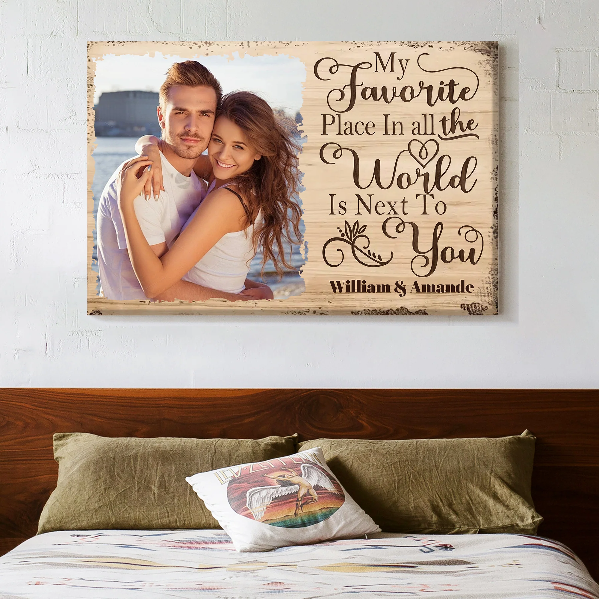 Personalized Poster/Canvas - My Favorite Place In All the World Is Next To You - Valentine's Day Gift for Couples - Image 2