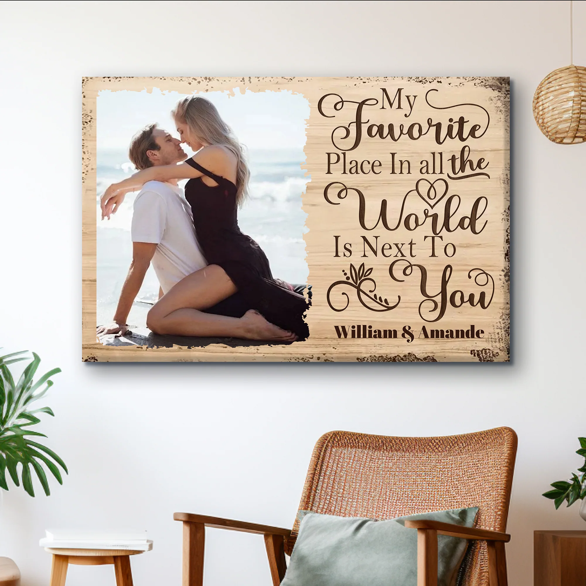 Personalized Poster/Canvas - My Favorite Place In All the World Is Next To You - Valentine's Day Gift for Couples - Image 3
