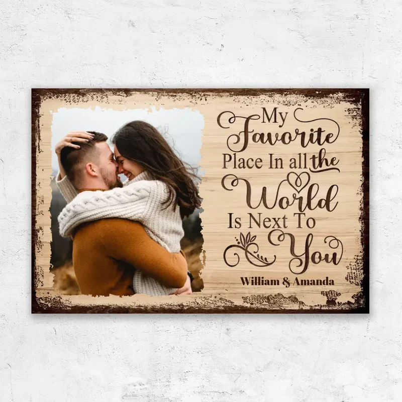 Personalized Poster/Canvas - My Favorite Place In All the World Is Next To You - Valentine's Day Gift for Couples - Image 4