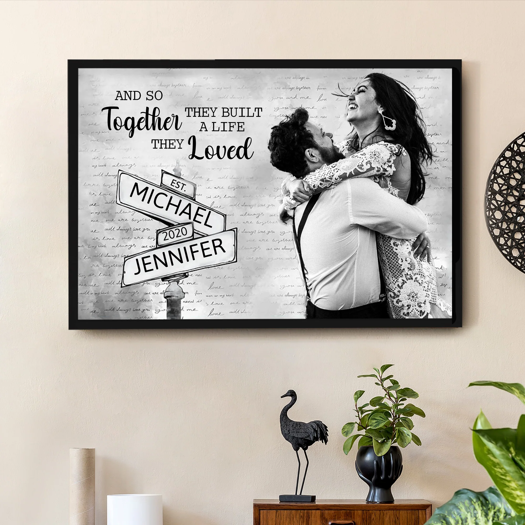 Personalized Couple Poster - "Together They Built a Life They Loved" - Custom Gift for Lovers and Couples
