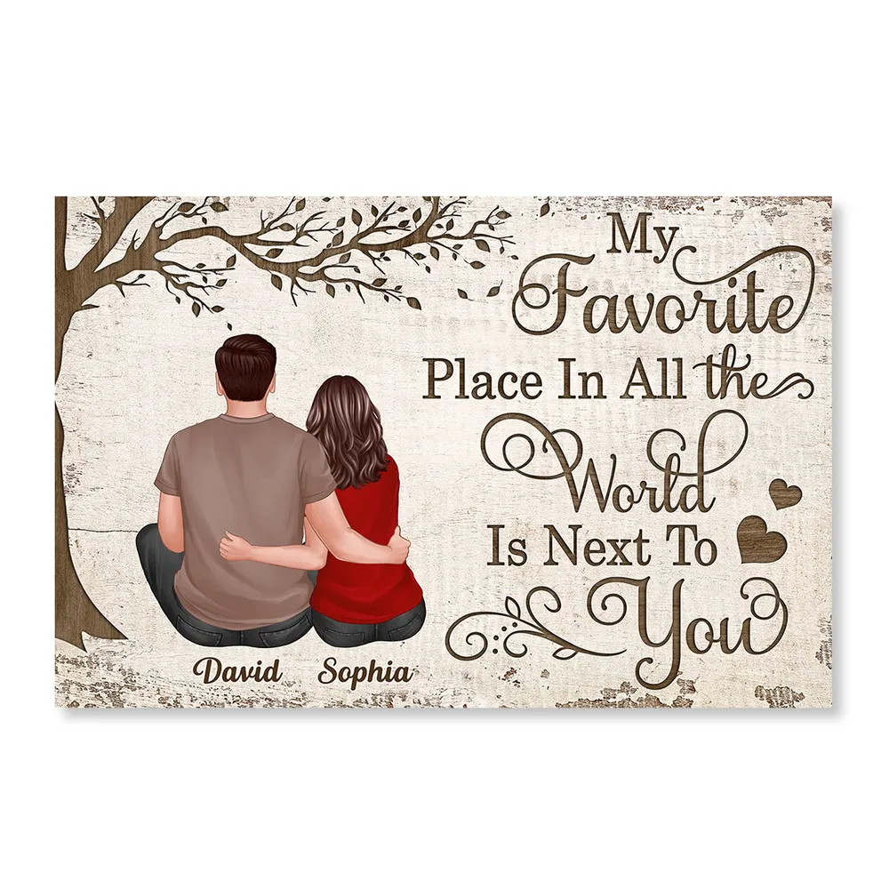 Personalized Poster/Canvas - My Favorite Place In All the World Is Next To You - Valentine's Day Gift for Couples - Image 4