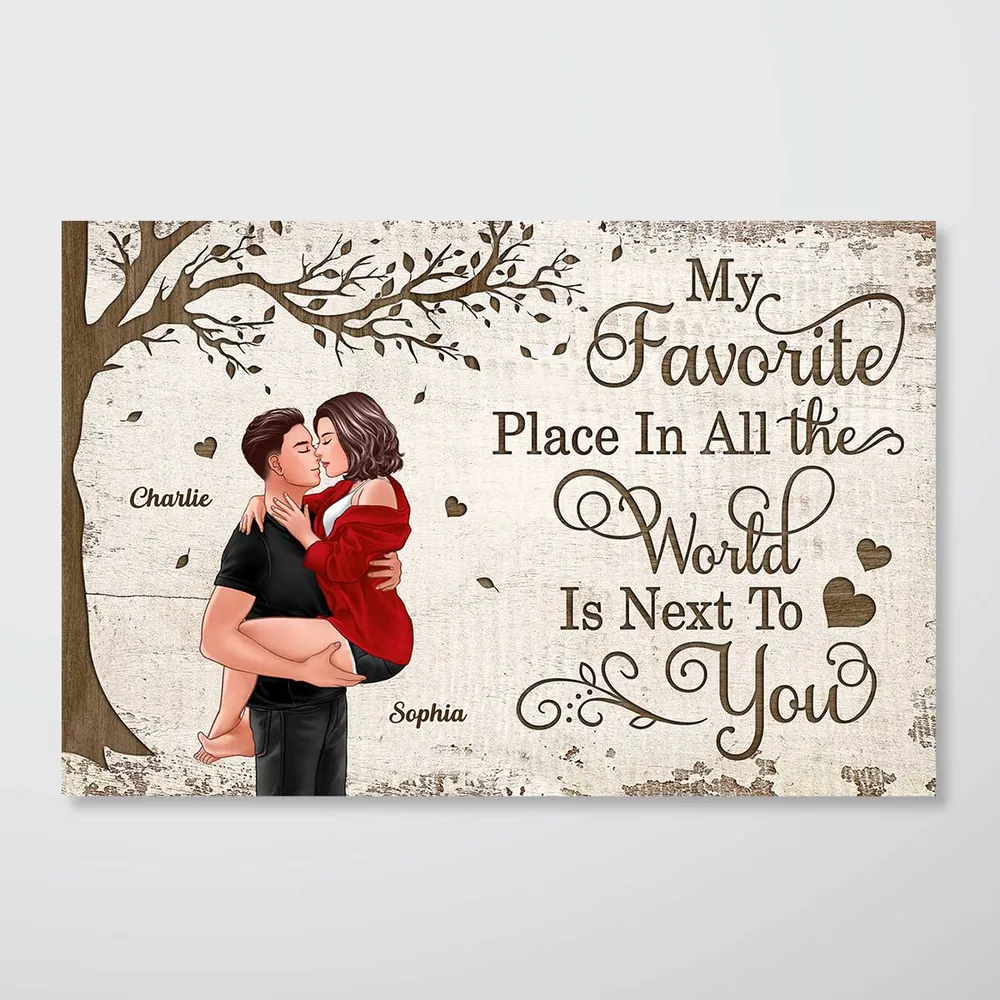 Personalized "Favorite Place In All The World" Couple Kissing Canvas/Poster - A Perfect Valentine's Day Gift for Couples - Image 4